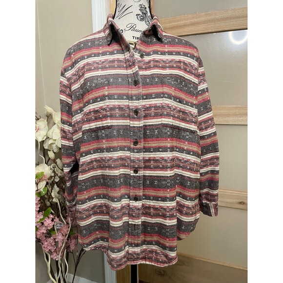 Angie Fall Autumn Colors Button Up Women Shirt Heavy Fabric sz Small Collared - Picture 3 of 6